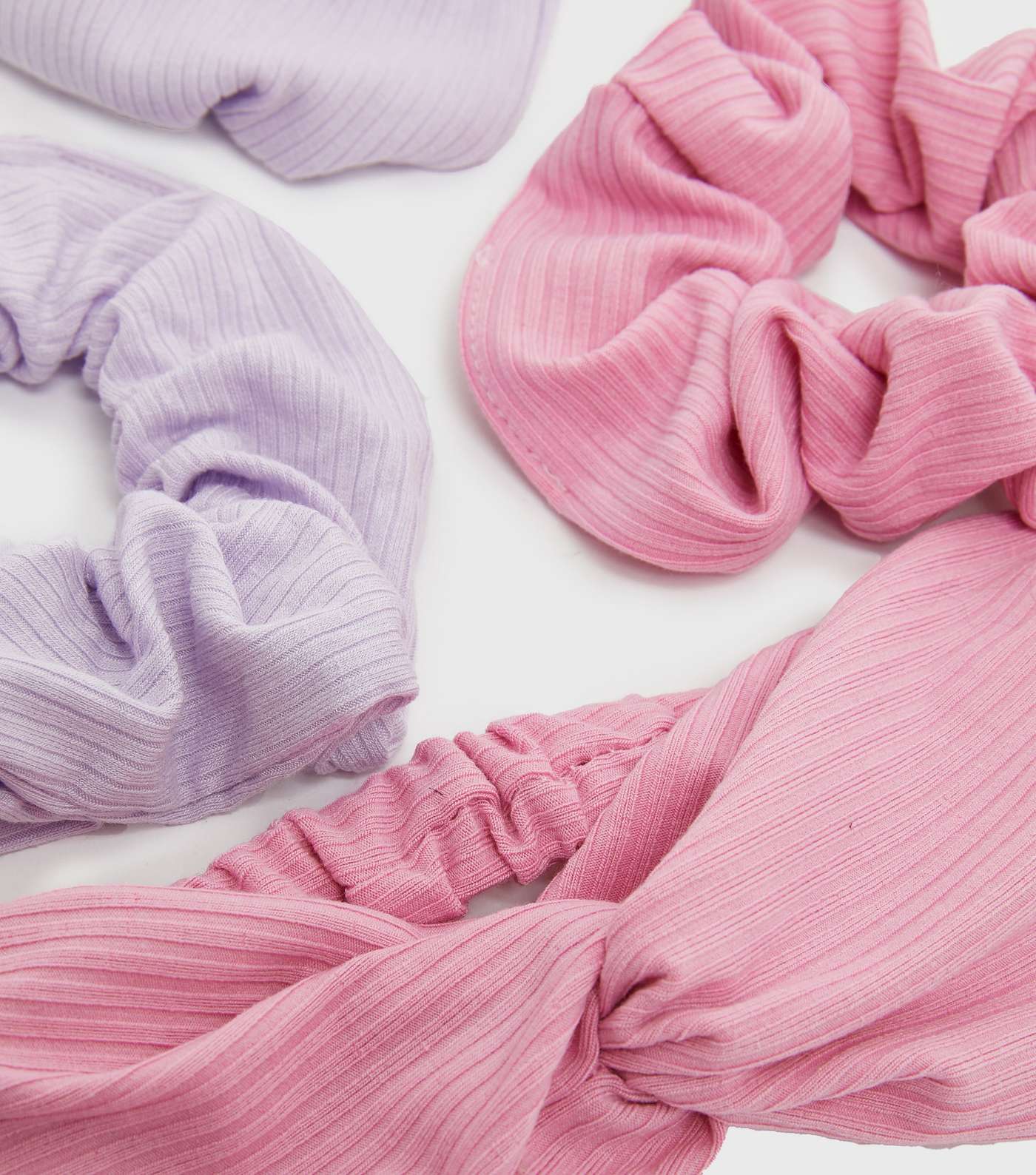 4 Pack Pink and Lilac Twist Headband and Scrunchie Set Image 2