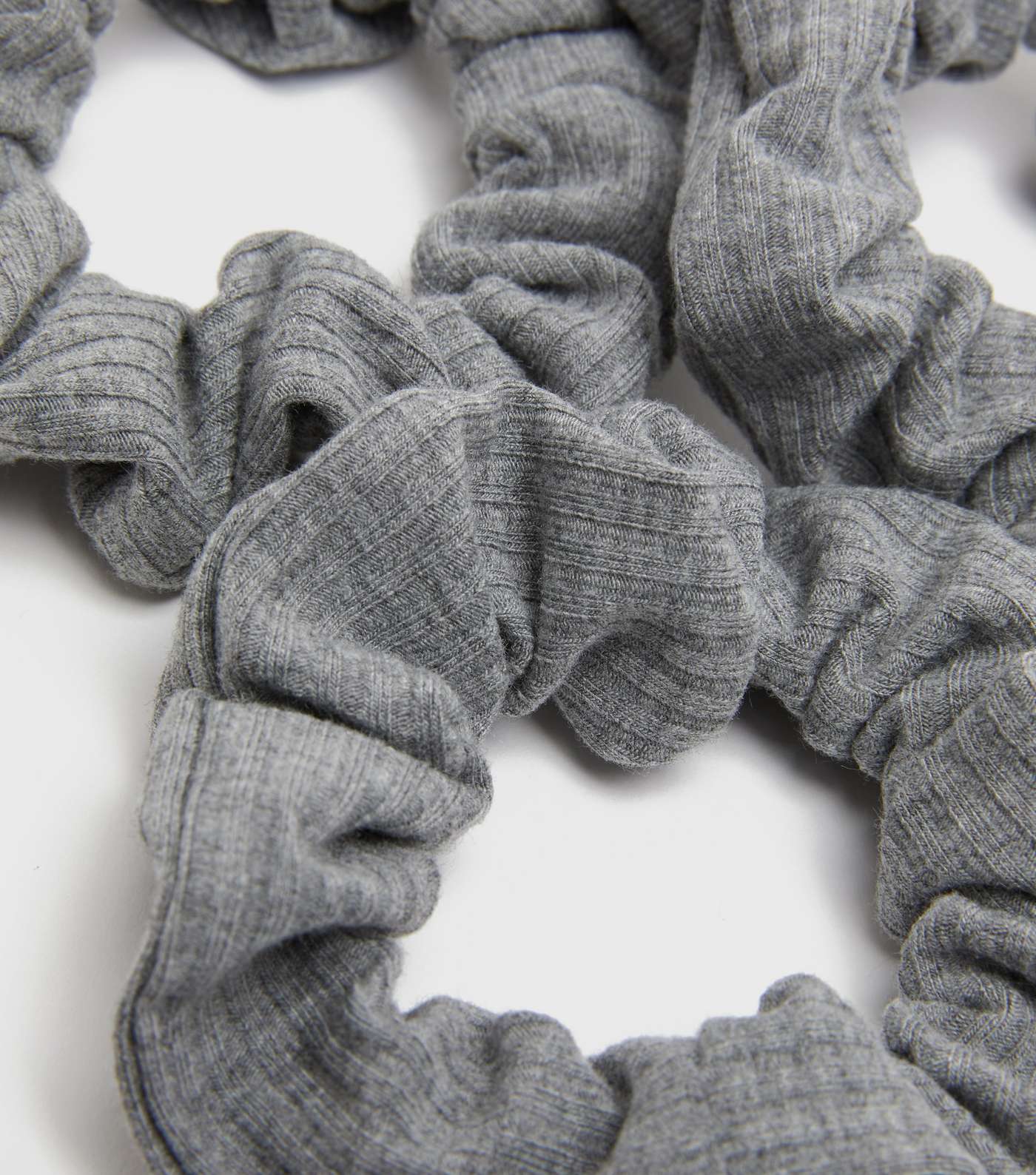 Girls 3 Pack Grey Ribbed Scrunchies Image 2