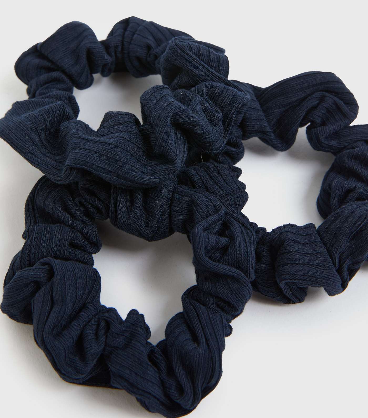 Girls 3 Pack Navy Ribbed Scrunchies Image 2