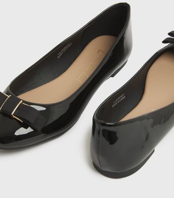 Girls Black Patent Bow Ballet Pumps New Look