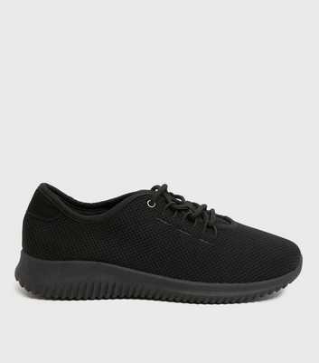 Girls Black Lace Up Sports Trainers