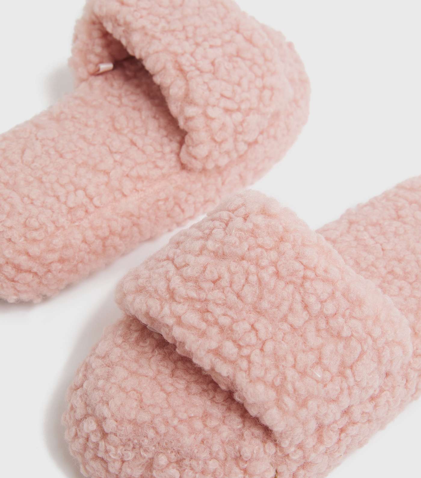 Girls Pink Teddy Slider Slippers Image 4
