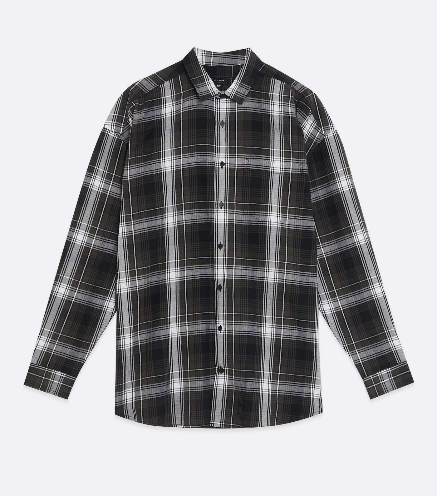 Khaki Check Long Sleeve Oversized Shirt Image 5