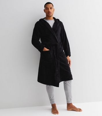 black dressing gown with hood mens