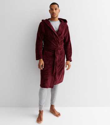 Burgundy Faux Fur Hooded Dressing Gown