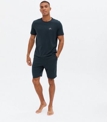 Navy NLM Embroidered Short Lounge Set 