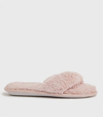 Damen Schuhe & Stiefel Pink Faux Fur Flip Flop Slippers