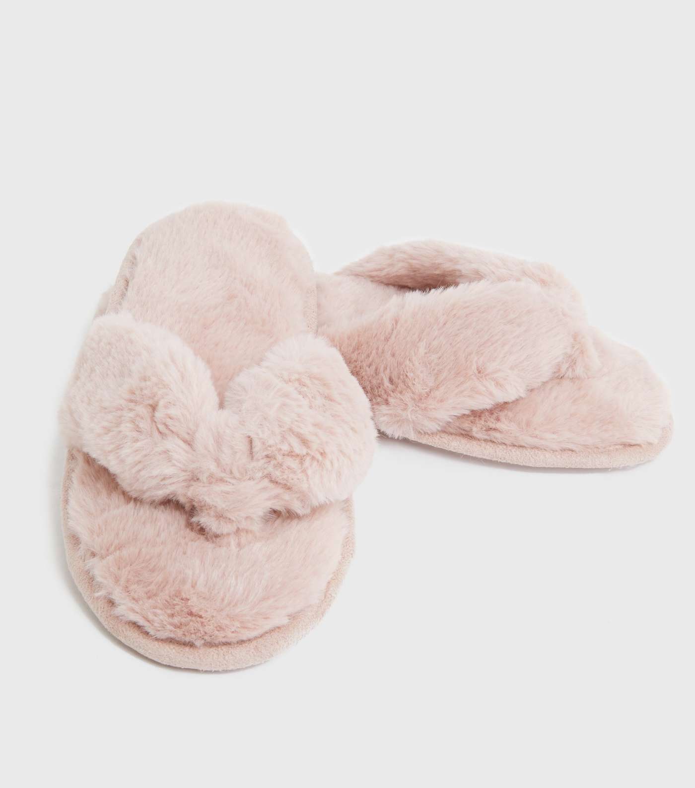 Pink Faux Fur Flip Flop Slippers Image 3