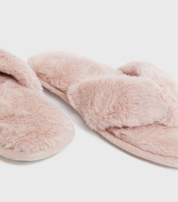Damen Schuhe & Stiefel Pink Faux Fur Flip Flop Slippers