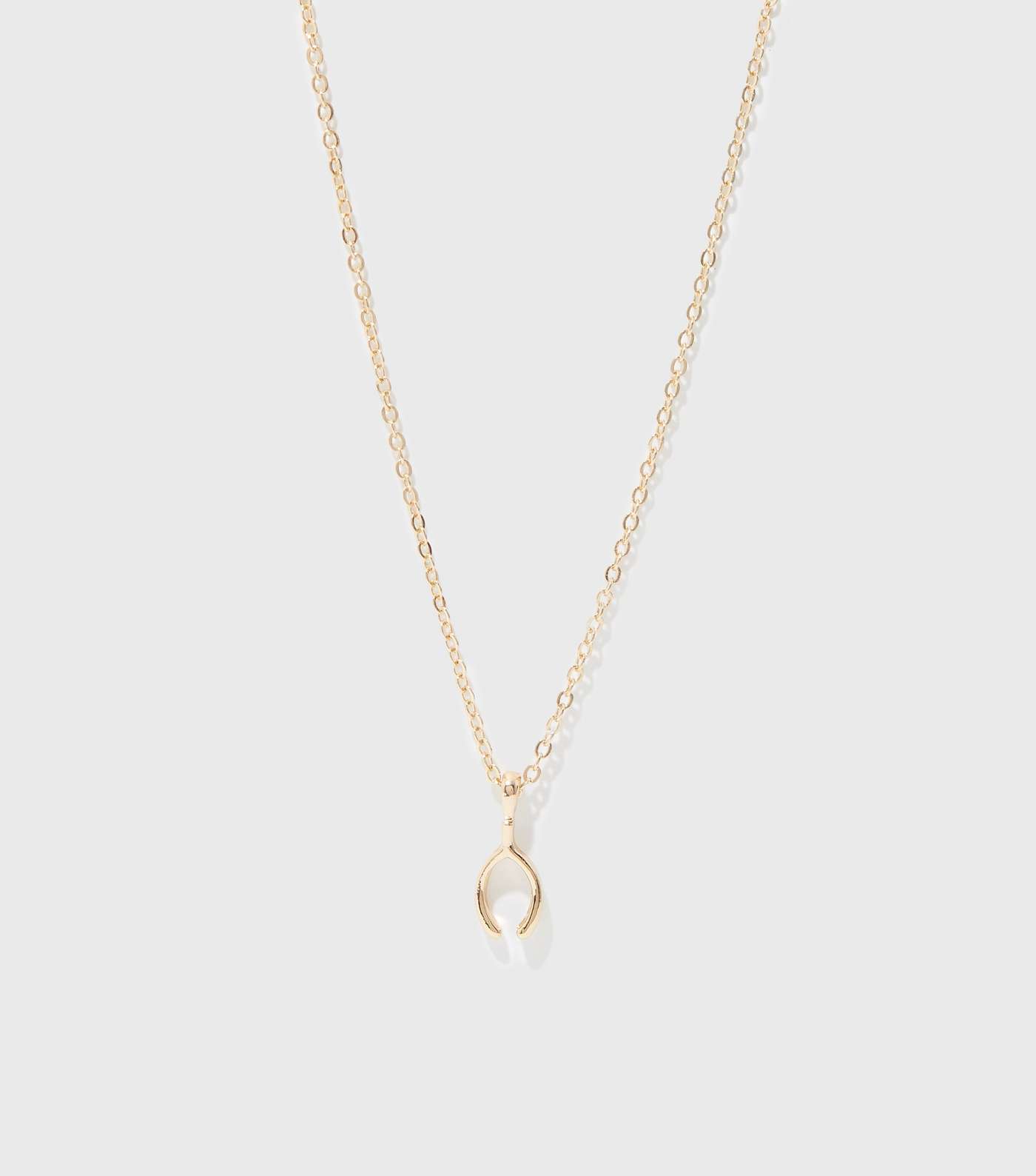 Gold Wishbone Pendant Necklace Image 2
