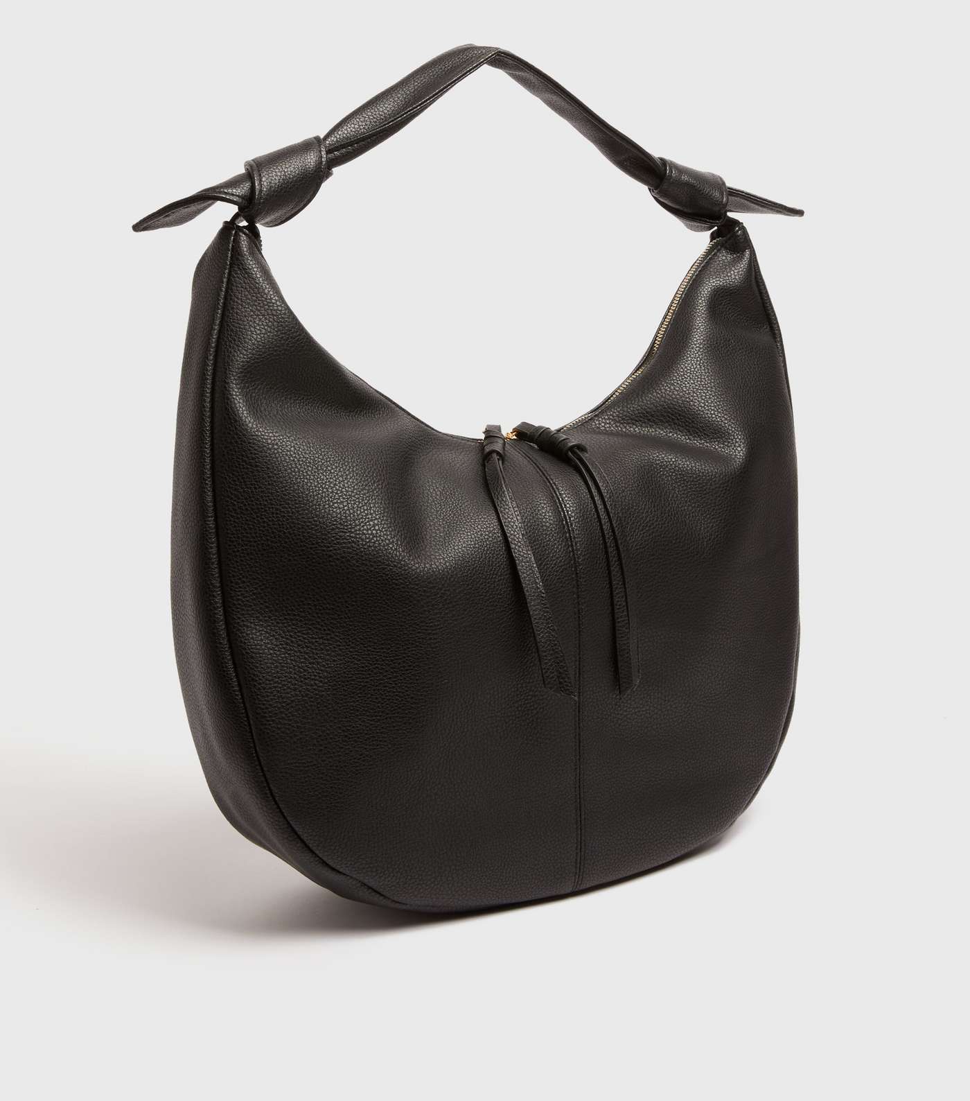 Black Leather-Look Slouchy Tote Bag Image 3