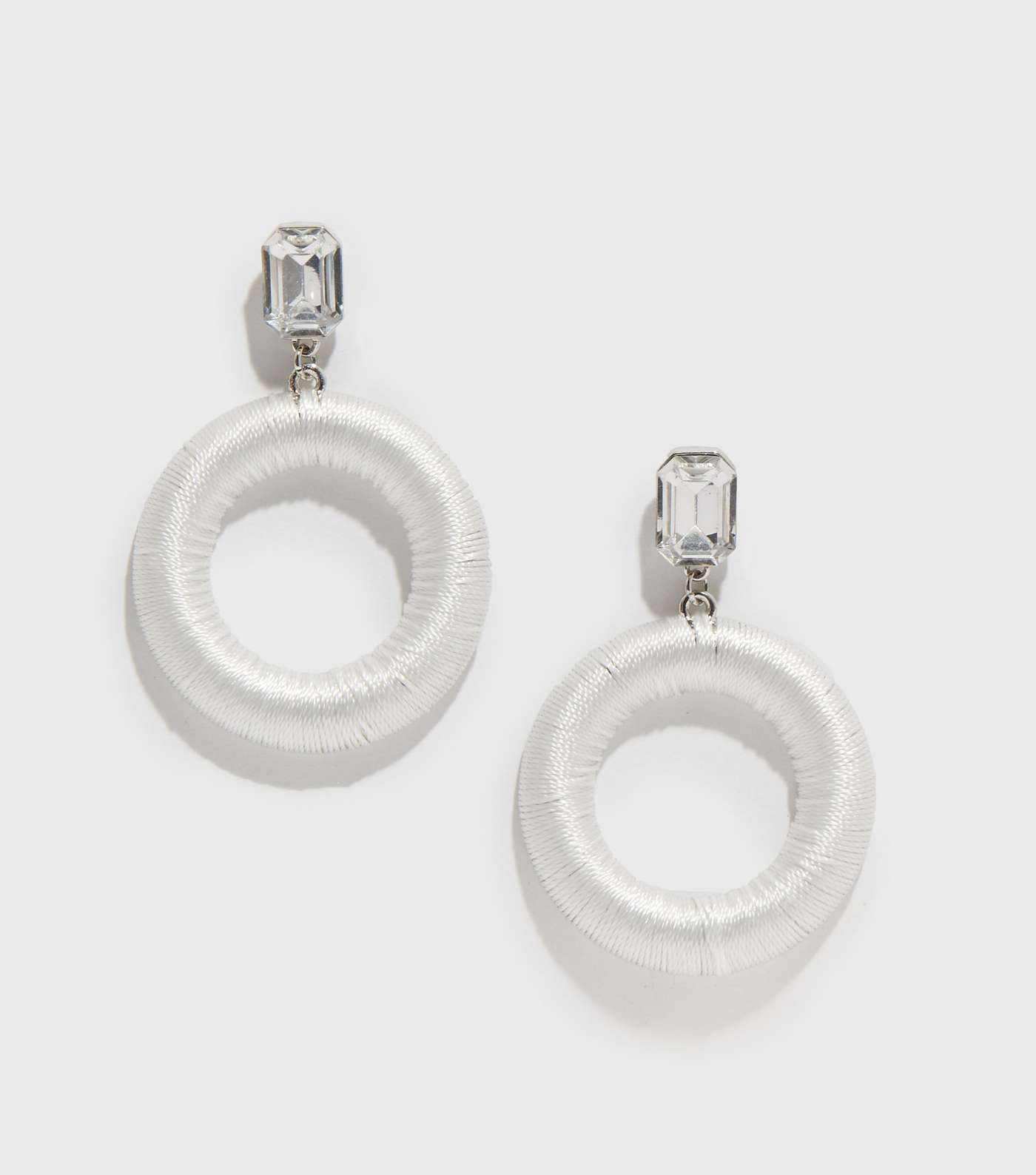 White Gem Drop Stud Earrings Image 2