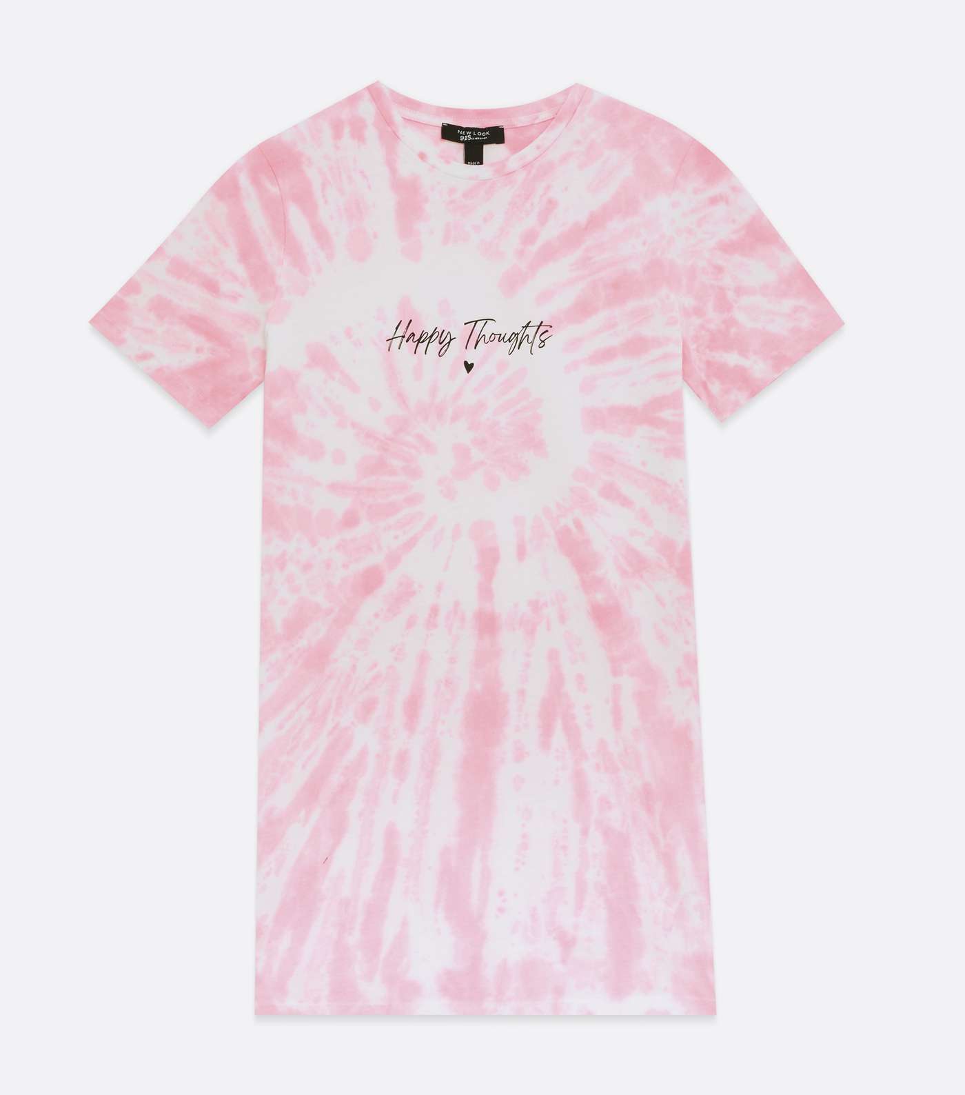 Girls Pink Tie Dye Happy Thoughts Logo T-Shirt Dress Image 5
