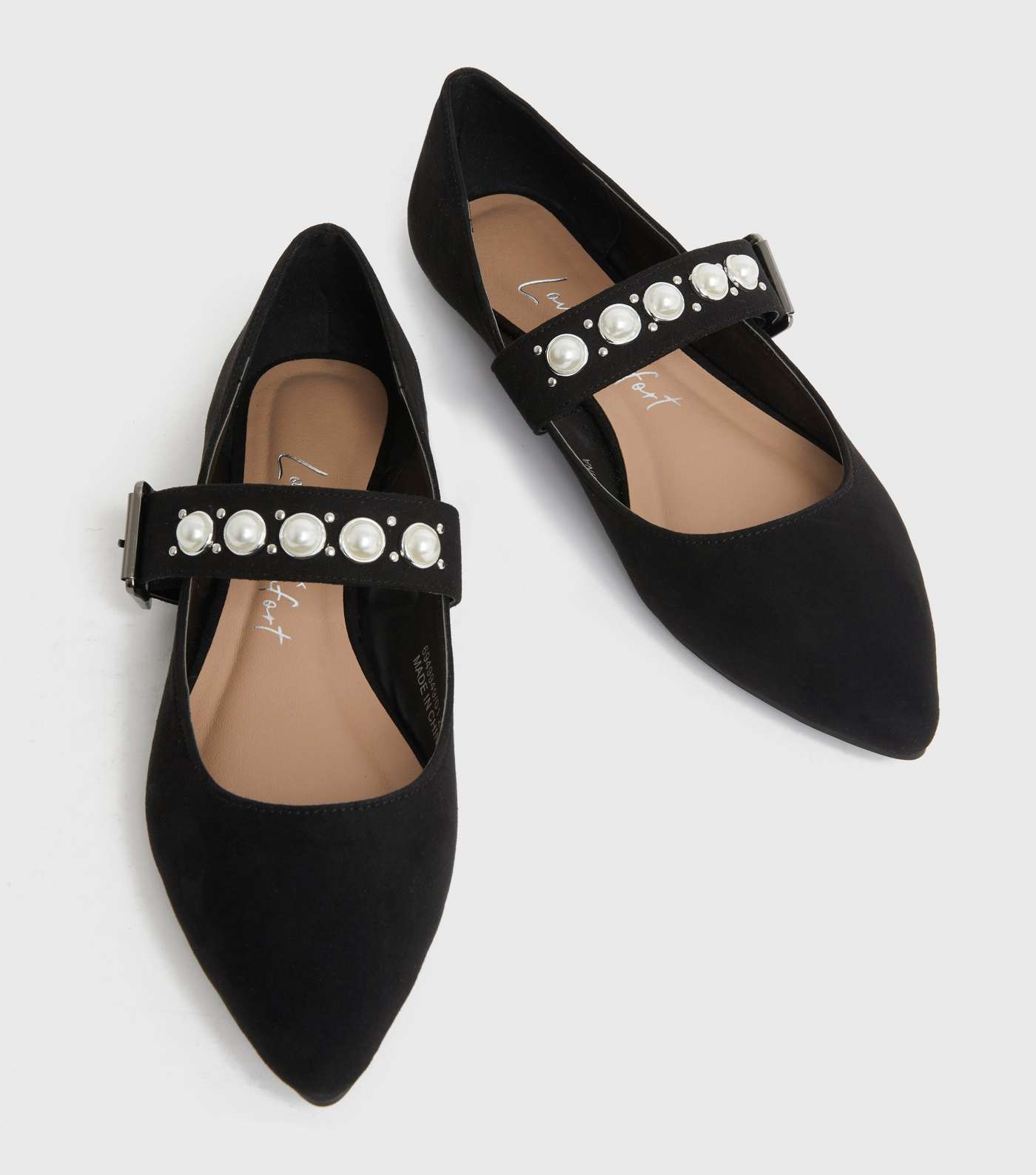 Black Suedette Gem Strap Mary Jane Shoes Image 3
