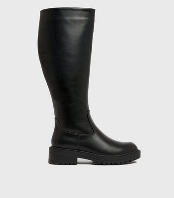 Black Chunky Knee High Boots | New Look