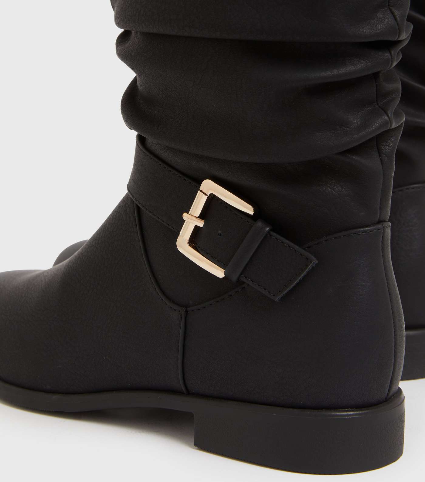 Black Buckle Slouch Calf Boots Image 4