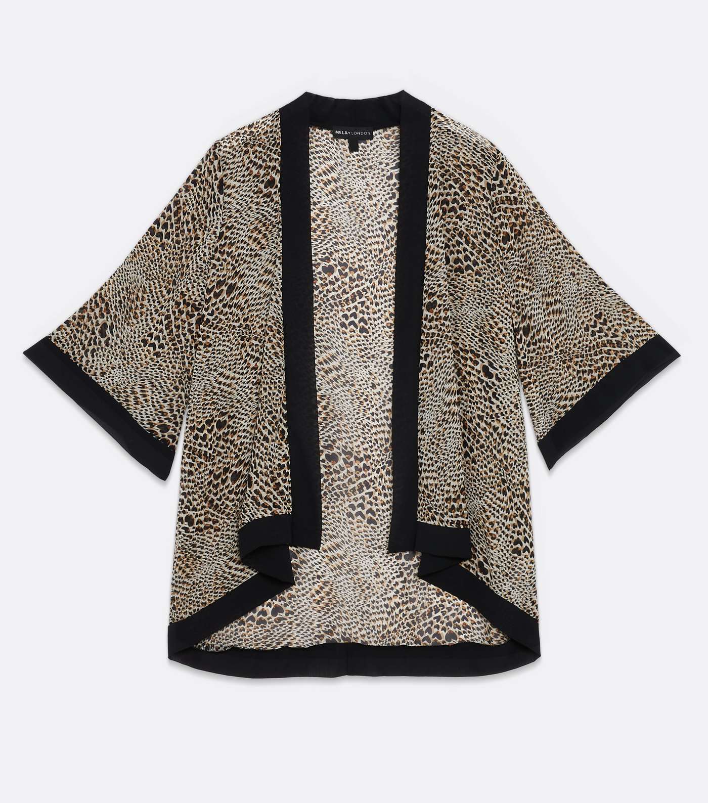 Mela Curves Brown Leopard Print Long Kimono Image 5
