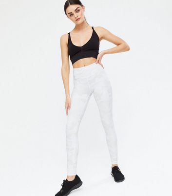 MARLi Sport White Camo Leggings | New Look