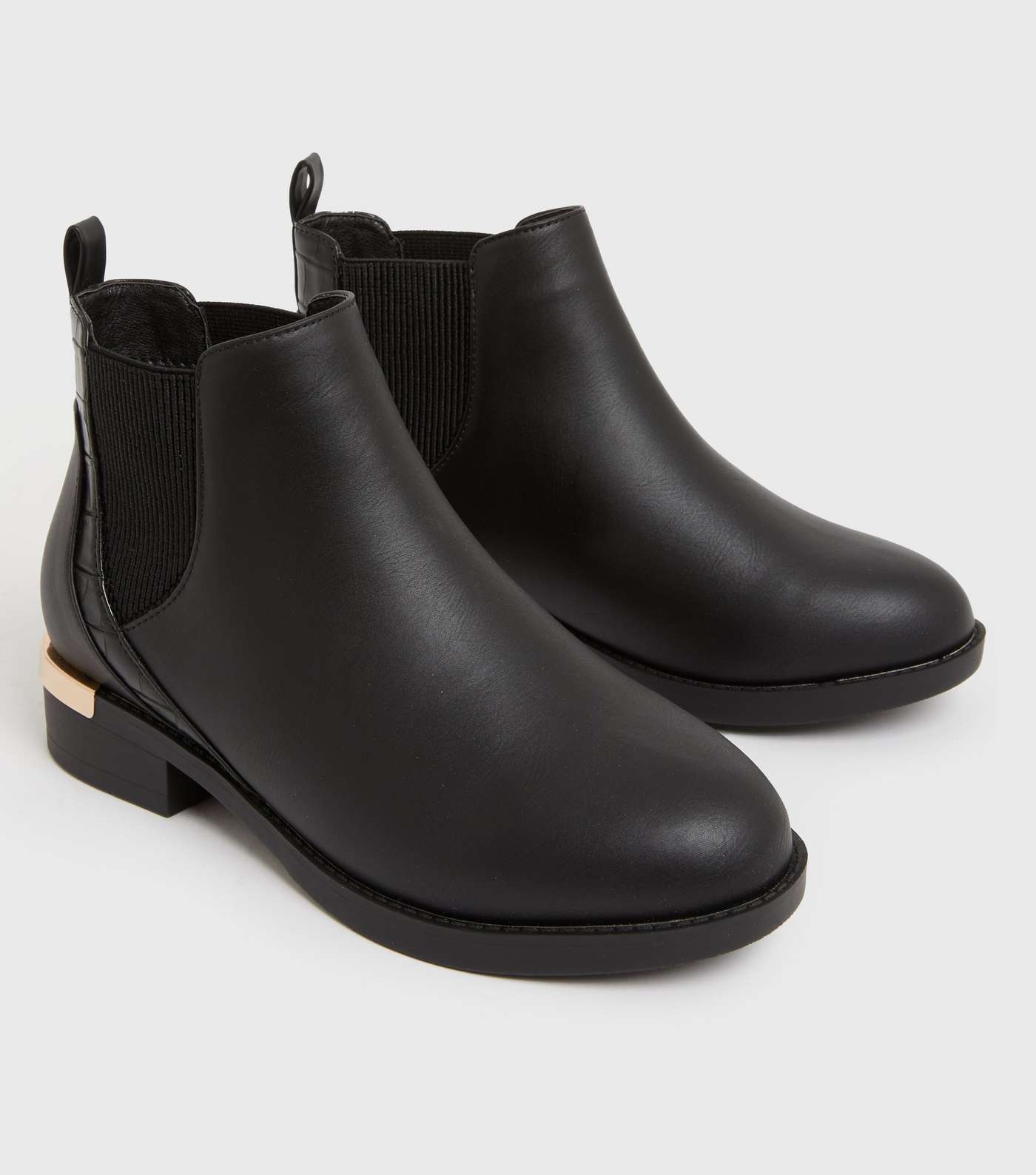 Extra Wide Fit Black Metal Trim Chelsea Boots Image 3