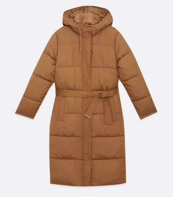 Long tan cheap puffer jacket