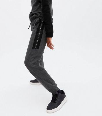 Boys Dark Grey Logo Tape Side Joggers 