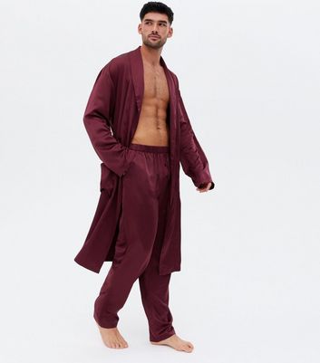 Burgundy Satin Pyjama Trousers New Look