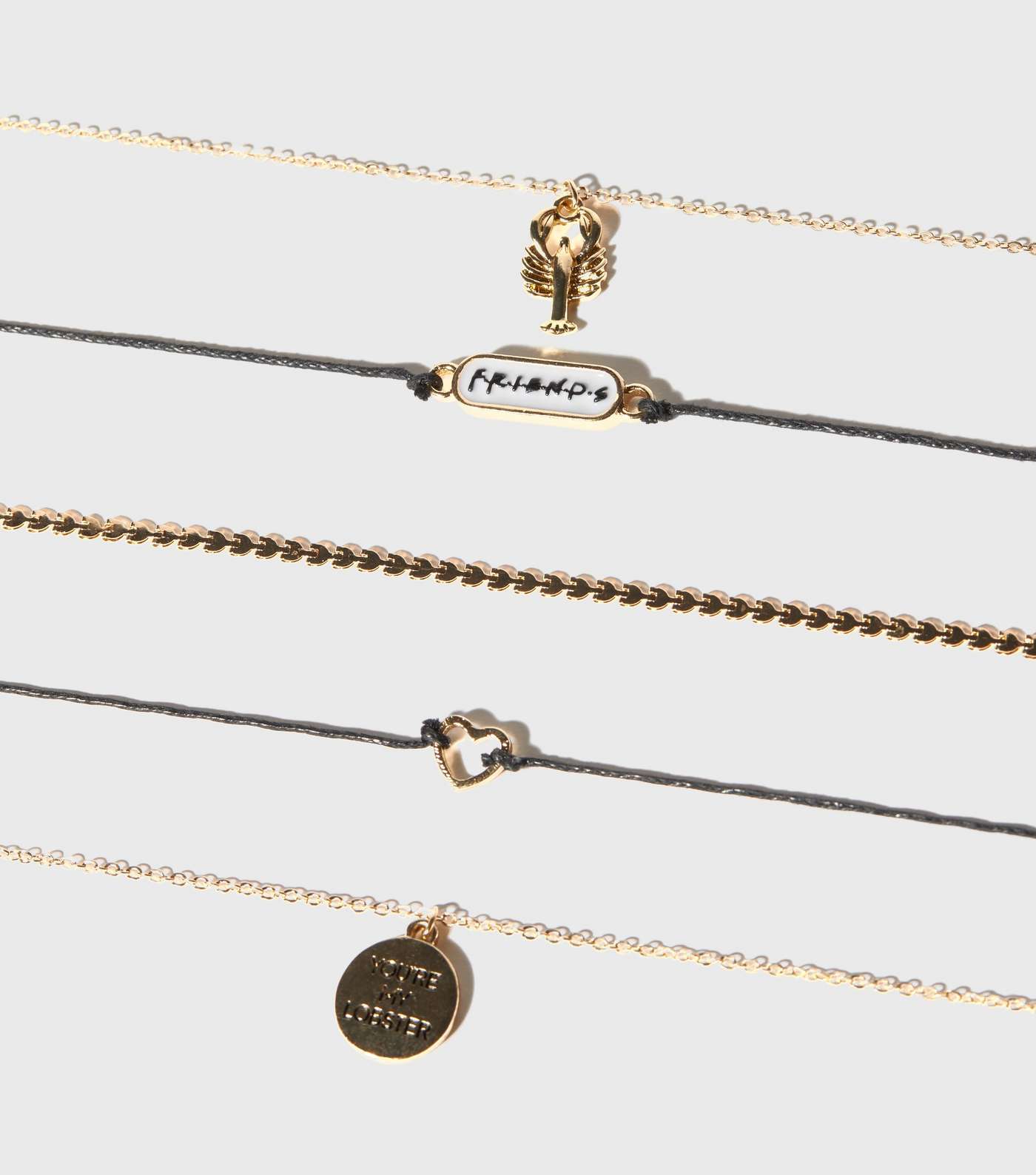 Girls 5 Pack Gold Friends Pendant Bracelets