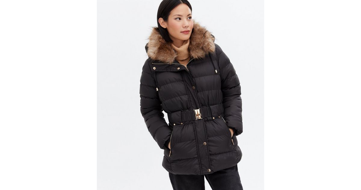 Blue Vanilla Black Faux Fur Hooded Puffer Jacket New Look Blue Vanilla Black Faux Fur Hooded, Blue Vanilla Black Faux Fur Hooded Puffer Coat