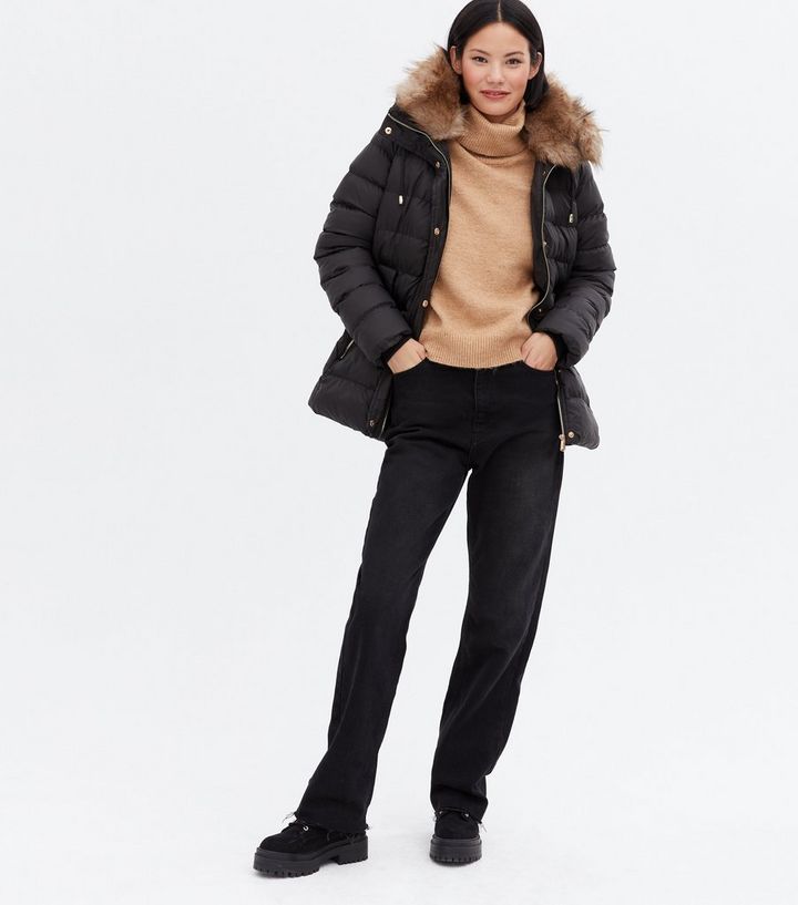 Blue Vanilla Black Faux Fur Hooded Puffer Jacket New Look Blue Vanilla Black Faux Fur Hooded, Blue Vanilla Black Faux Fur Hooded Puffer Coat