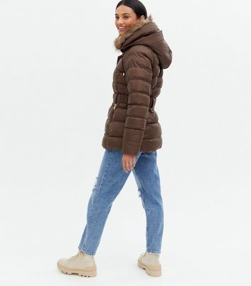 brown fur puffer jacket