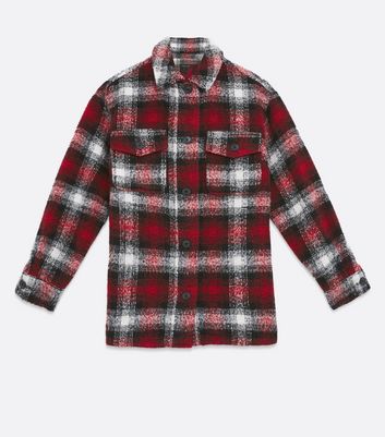 Red Check Brushed Shacket New Look