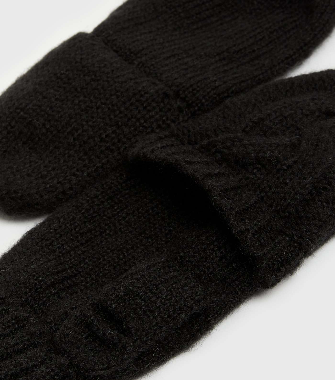 Black Cable Knit Flip Top Gloves Image 2
