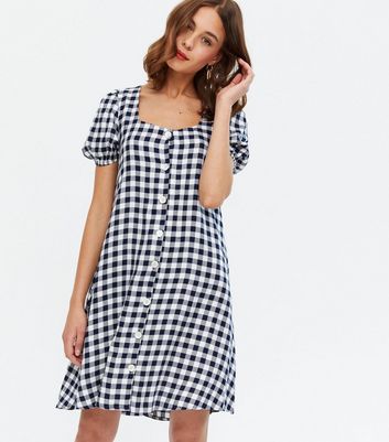 gingham square neck dress