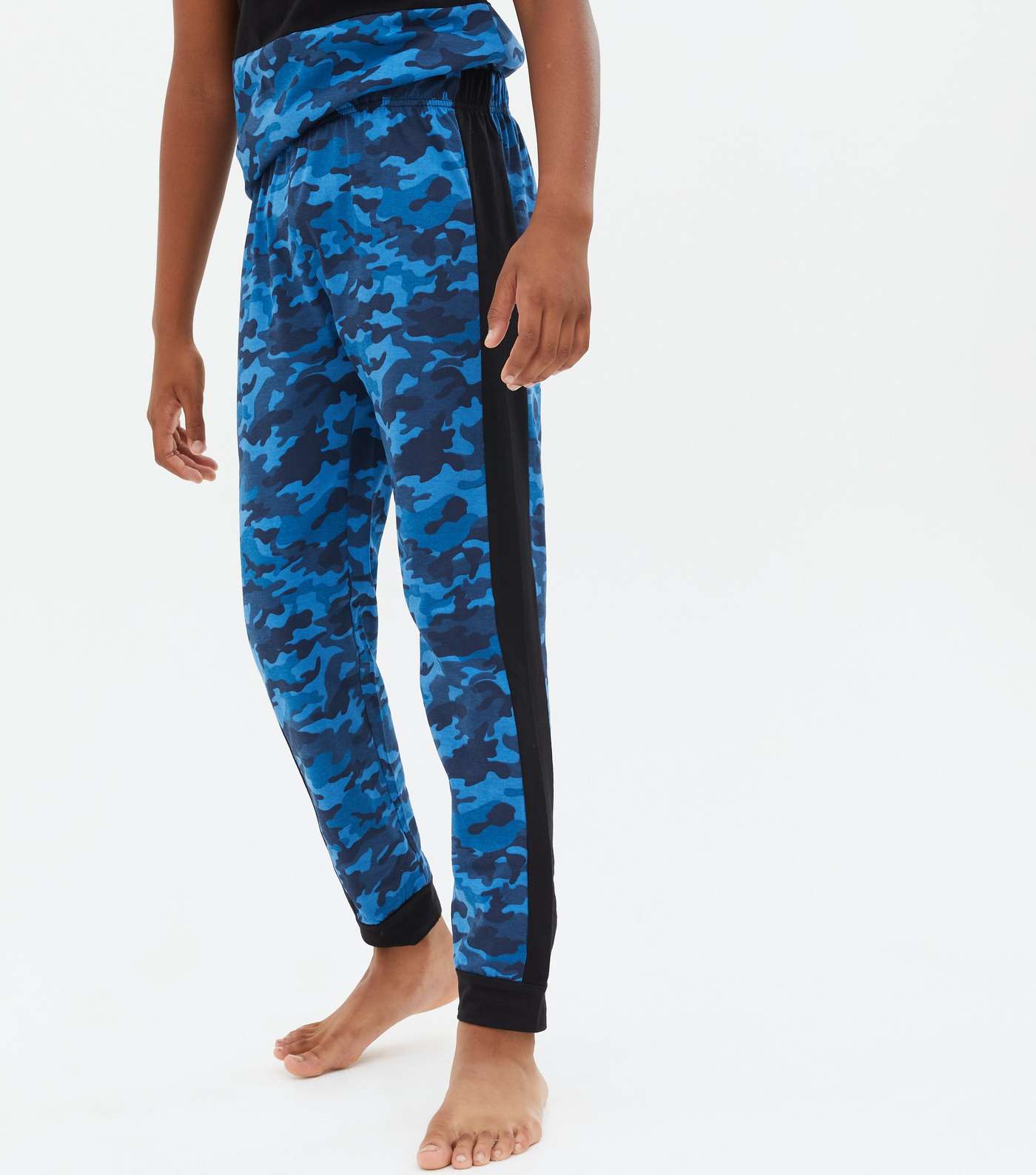 Boys Blue Camo Totally Chilled Logo Jogger Pyjama Set Image 3