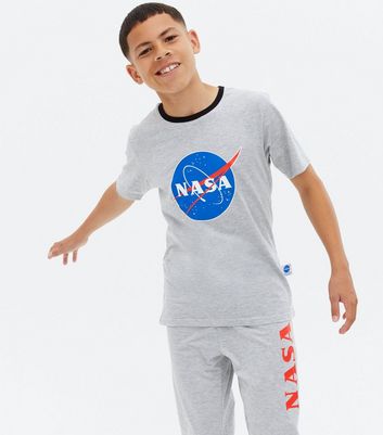 Boys Grey Marl NASA Logo T-Shirt and 