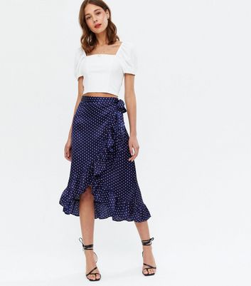 navy spot skirt