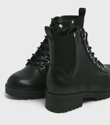 Click to view product details and reviews for Extra Wide Fit black Elasticated Lace Up Chunky Boots New Look Vegan.