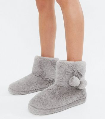 womens grey bootie slippers