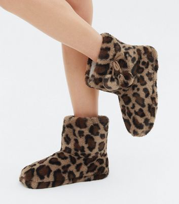 leopard boot slippers