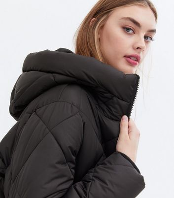 Black Quilted Long Puffer Coat | New Look