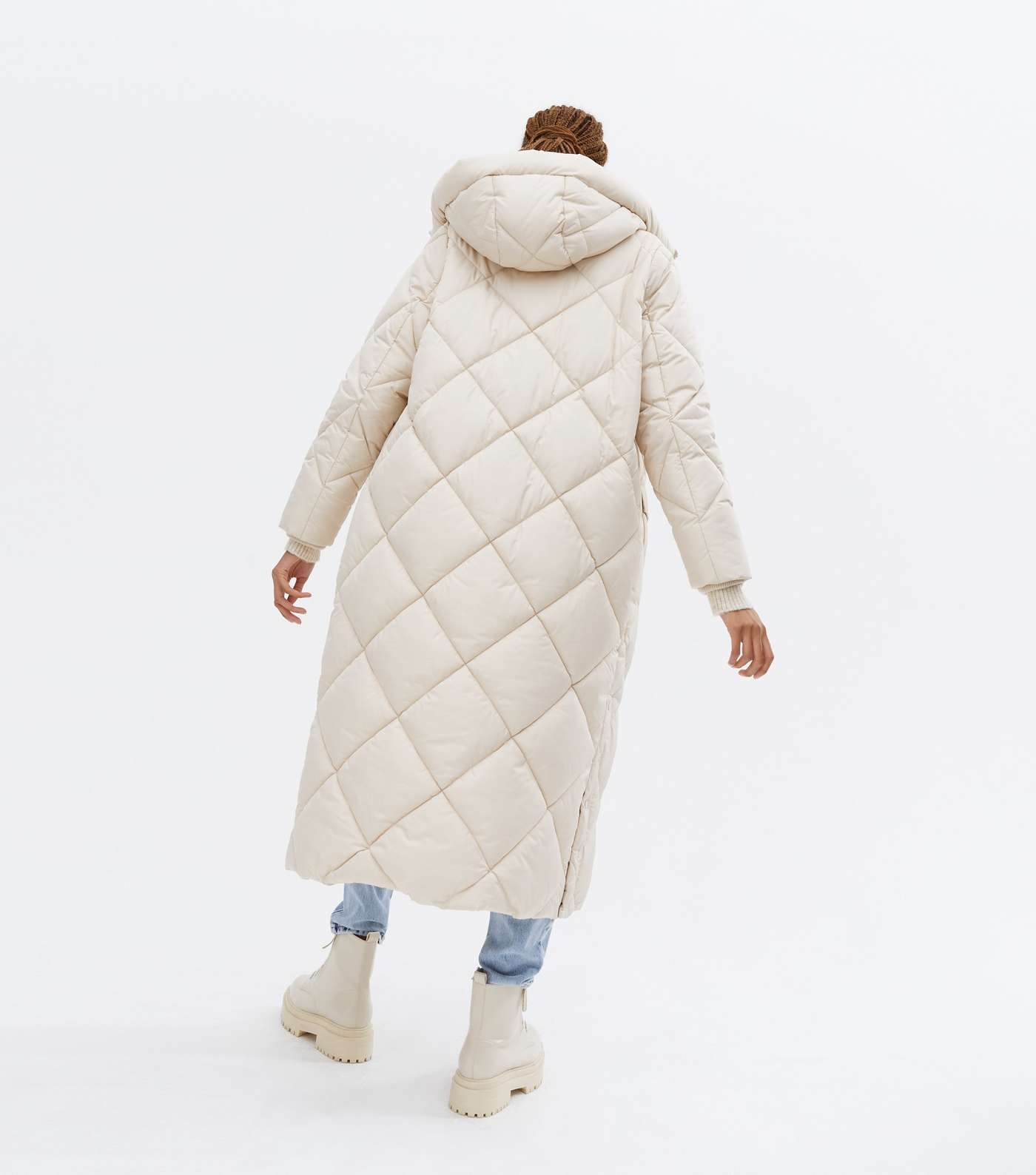 Stone Quilted Long Puffer Coat Image 4