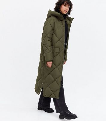 Khaki Quilted Long Puffer Coat | New Look