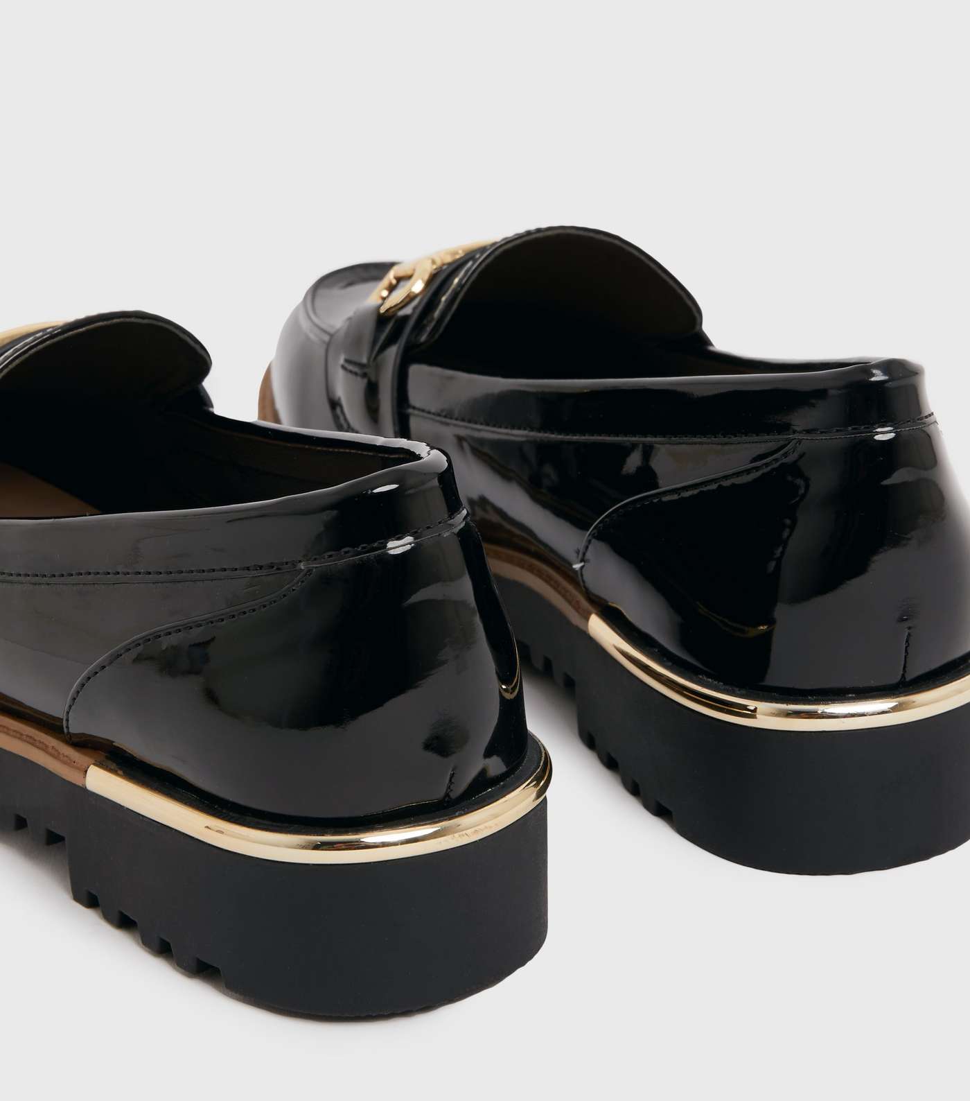 Black Patent Metal Trim Chunky Loafers Image 4