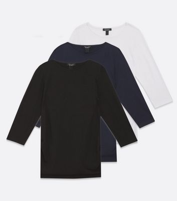 Click to view product details and reviews for Maternity 3 Pack Black Navy And White Ruched Tops New Look.