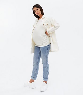 Click to view product details and reviews for Maternity 3 Pack Pink White And Grey Ruched Tops New Look.