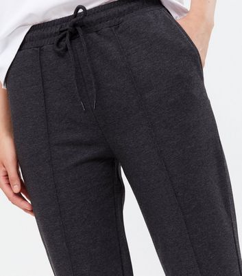 Dark Grey Ponte Pintuck Trousers | New Look