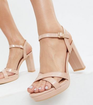 new look pink sandal heels