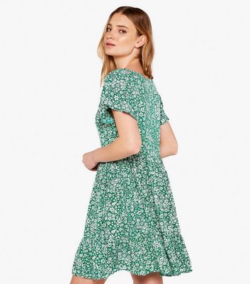 apricot green ditsy dress