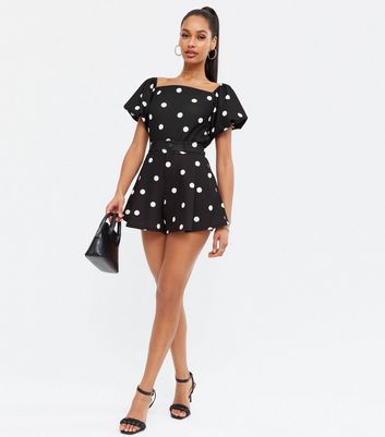 Black Spot High Waist Wide Leg Shorts 