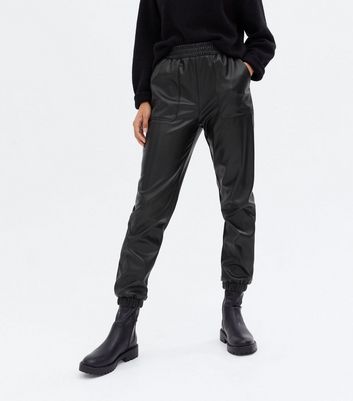 new look leather look joggers